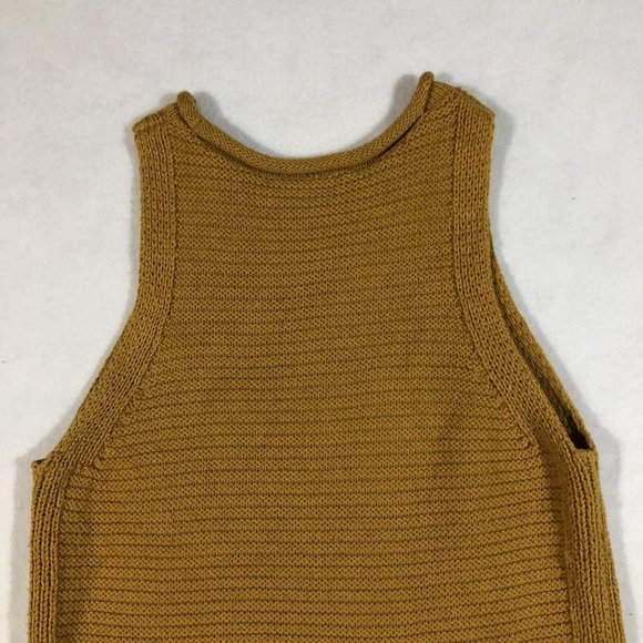 Madewell Womens XXS Chunky Knit Sweater Tank Top Ribbed Fall Gold Mustard - Picture 5 of 10